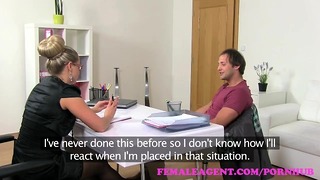 Femaleagent. Aroused Blonde Milf Finishes Casting With A Mouthful Of Cum