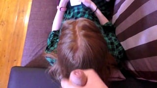 Cum on the Stepsister’s Red Hair While She Watched Instagram