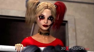 Lesbian Sex With Strapon. Harley Quinn Plays With a Female Jail Officer in the Prison