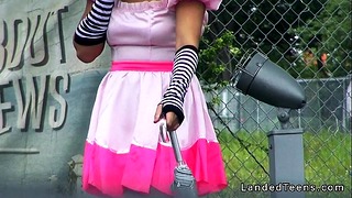 Costumed Teen Hitchhiker Banged Massive Dick Outdoor